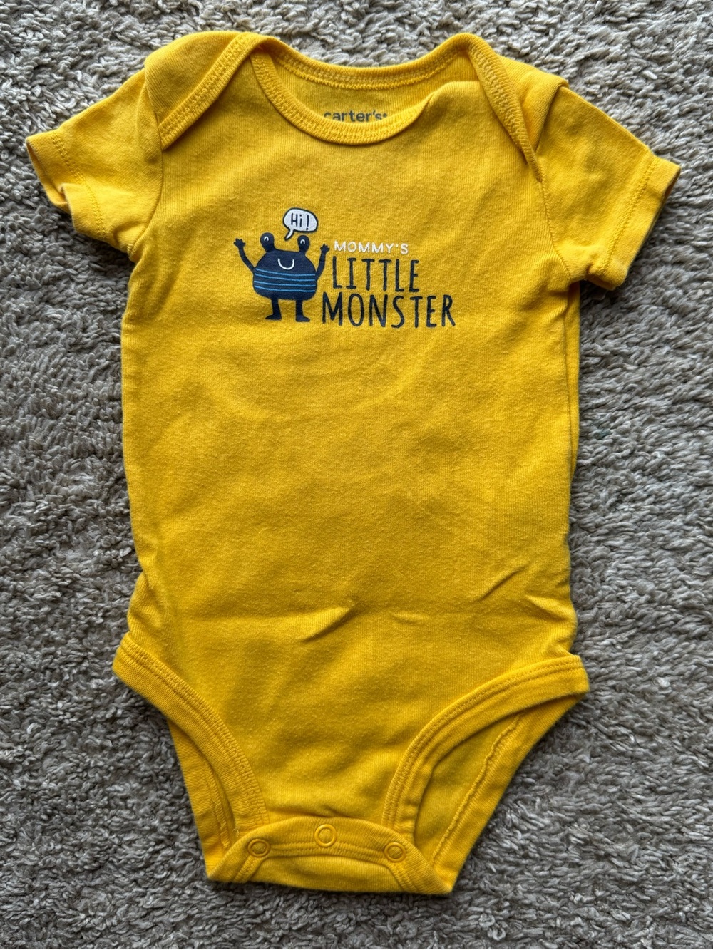 Carter’s Mommy’s Little Monster Yellow Graphic Bodysuit Baby Boy 3 Months